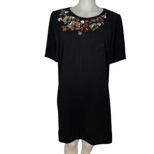 Black Shirt Dress With Flower Palettes 🤍